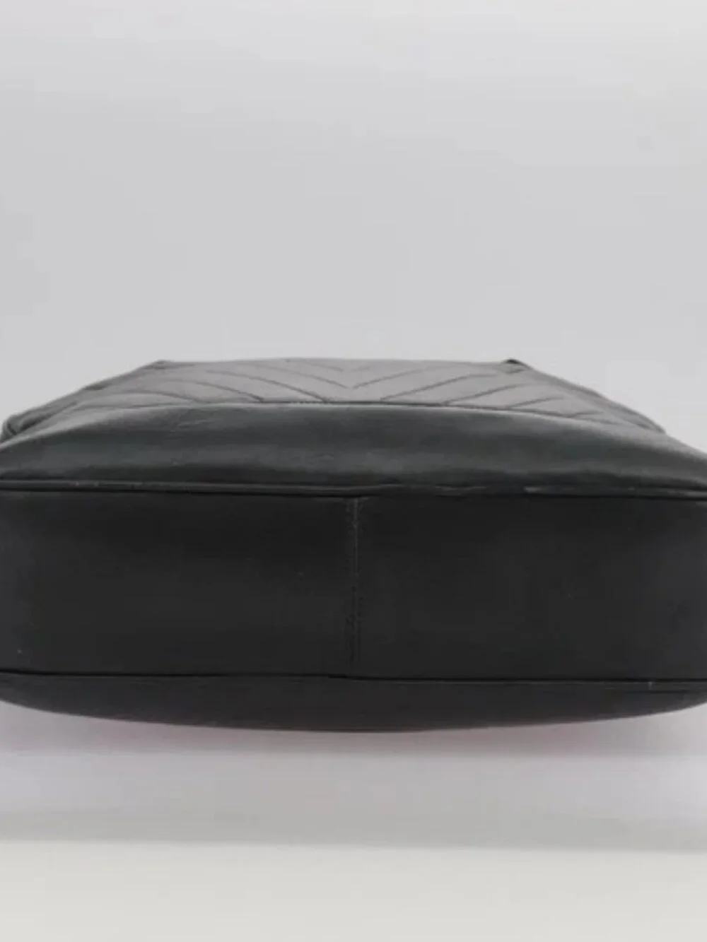 CHANEL V Stitch Hand Bag Leather Black CC Auth bs21163